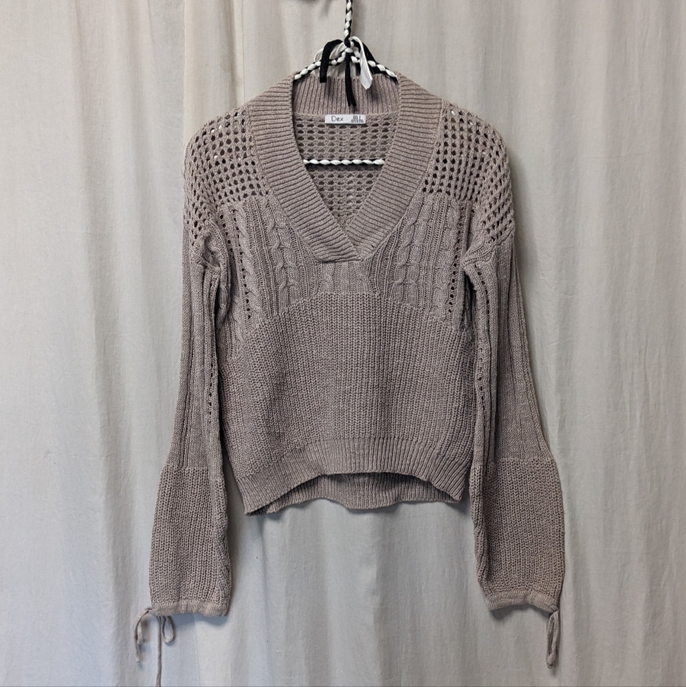 Dex Vintage Crochet/Knit V-Neck Sweater